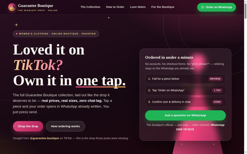 Guarantee Boutique — demo catalogue homepage